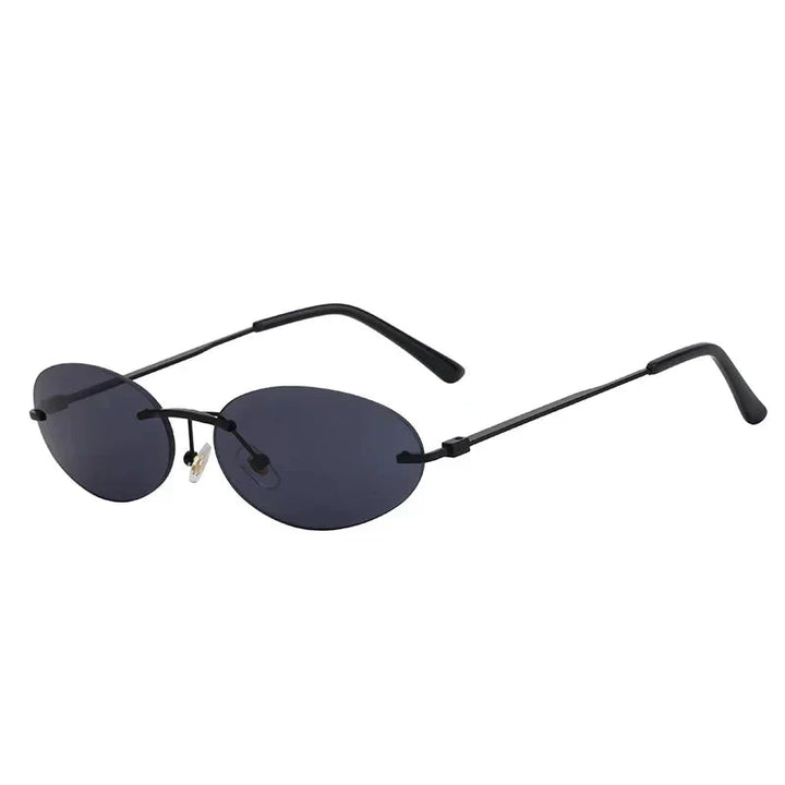 Lightweight unisex oval sunglasses – rimless design, high-quality plastic, for beach and city