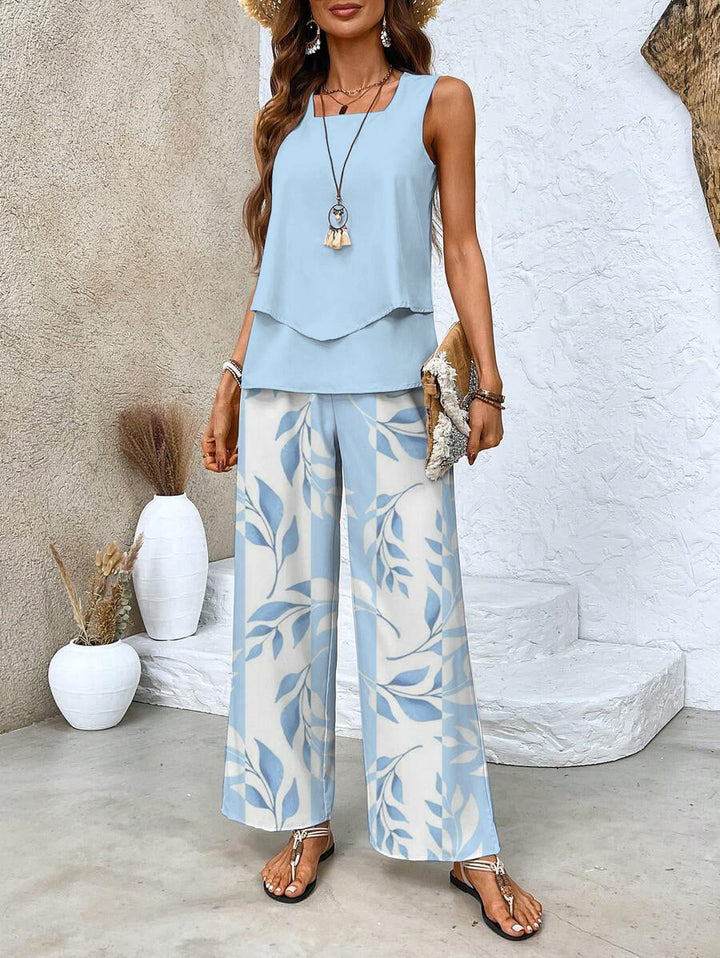 Lightweight &amp; breathable women’s summer ensemble – sleeveless top, airy fabric, for warm days