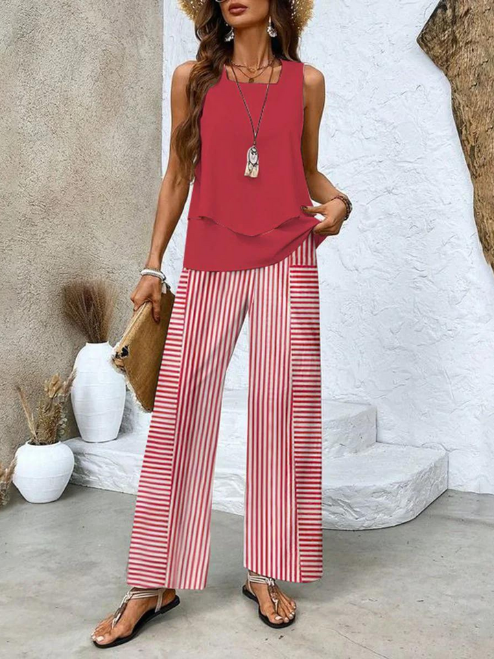 Lightweight &amp; breathable women’s summer ensemble – sleeveless top, airy fabric, for warm days