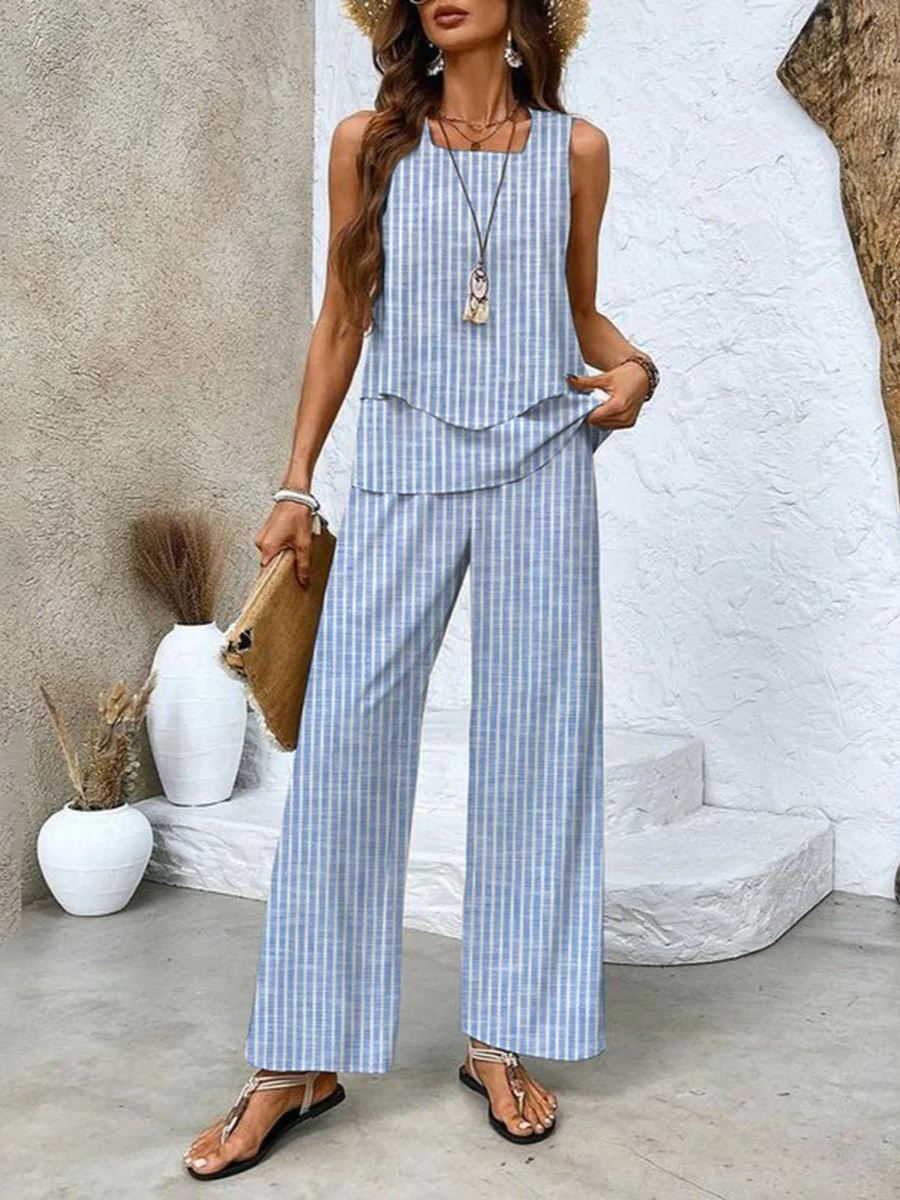 Lightweight &amp; breathable women’s summer ensemble – sleeveless top, airy fabric, for warm days