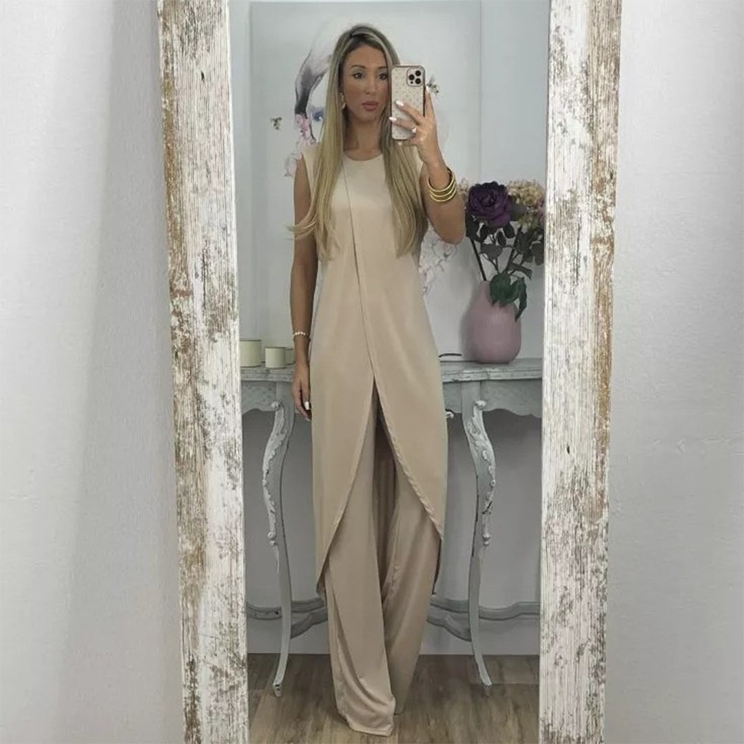 Lightweight &amp; flowy women’s two-piece set – sleeveless top, wide-leg pants, for summer