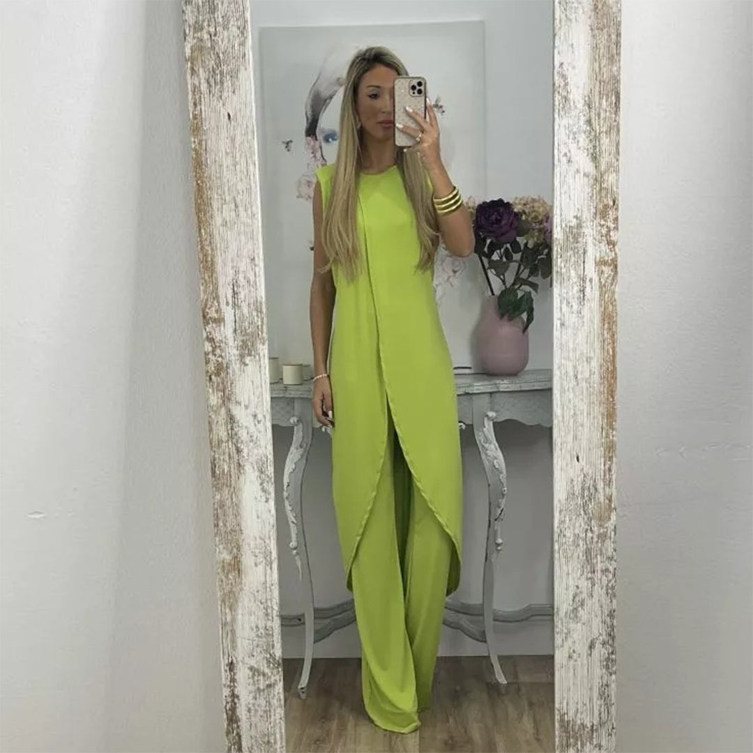 Lightweight &amp; flowy women’s two-piece set – sleeveless top, wide-leg pants, for summer