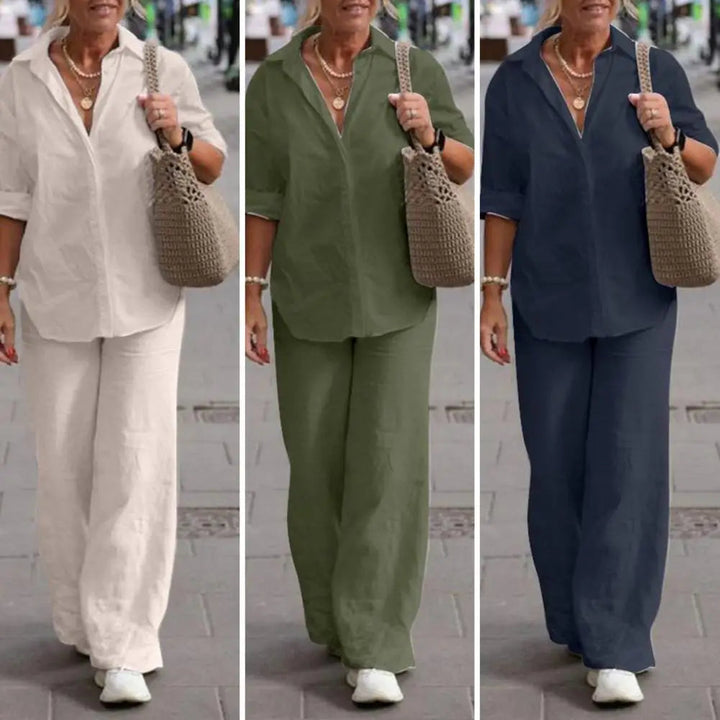 Lightweight &amp; versatile women’s linen set – elegant design, 100% linen, for any occasion