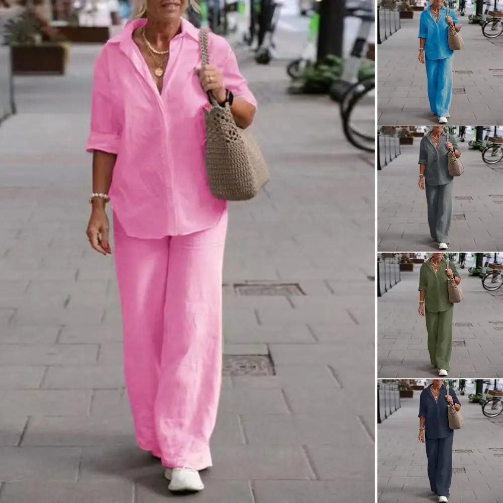 Lightweight &amp; versatile women’s linen set – elegant design, 100% linen, for any occasion