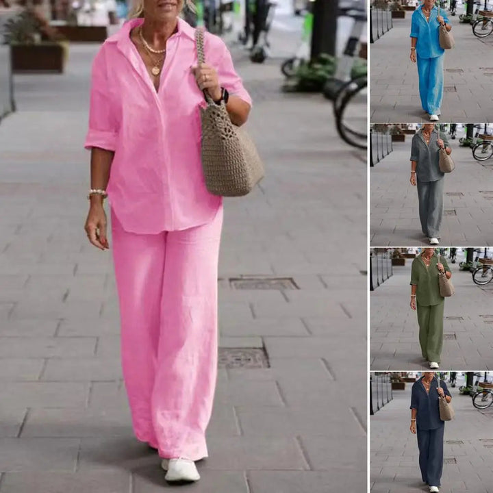 Lightweight &amp; versatile women’s linen set – elegant design, 100% linen, for any occasion