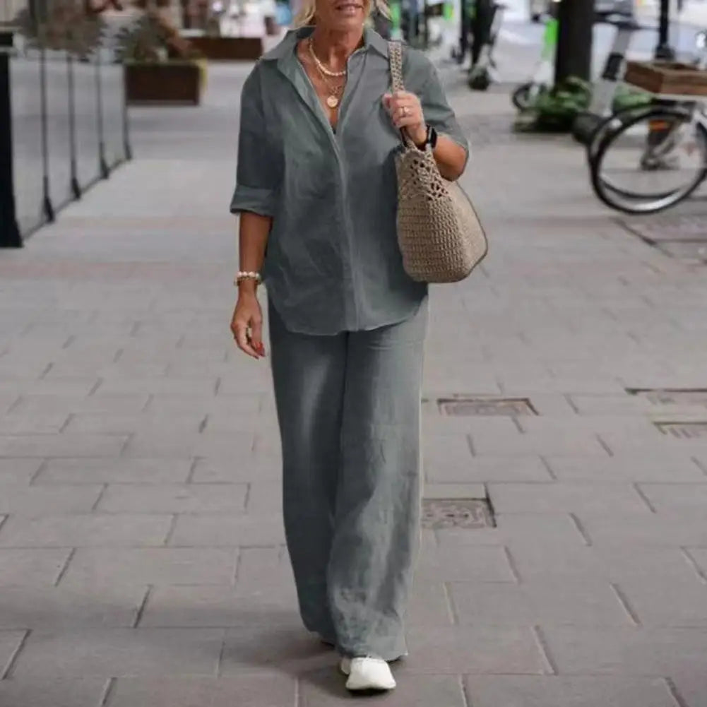 Lightweight &amp; versatile women’s linen set – elegant design, 100% linen, for any occasion