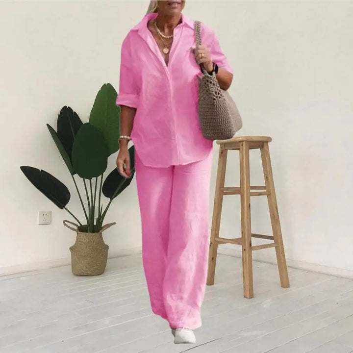 Lightweight &amp; versatile women’s linen set – elegant design, 100% linen, for any occasion