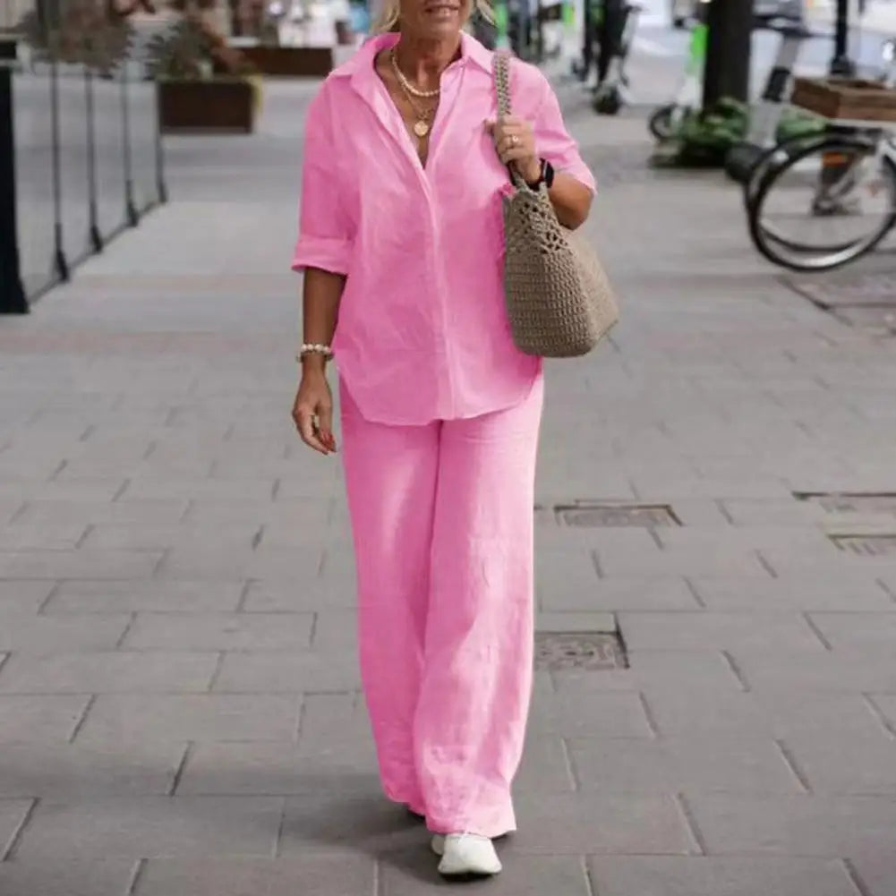 Lightweight &amp; versatile women’s linen set – elegant design, 100% linen, for any occasion