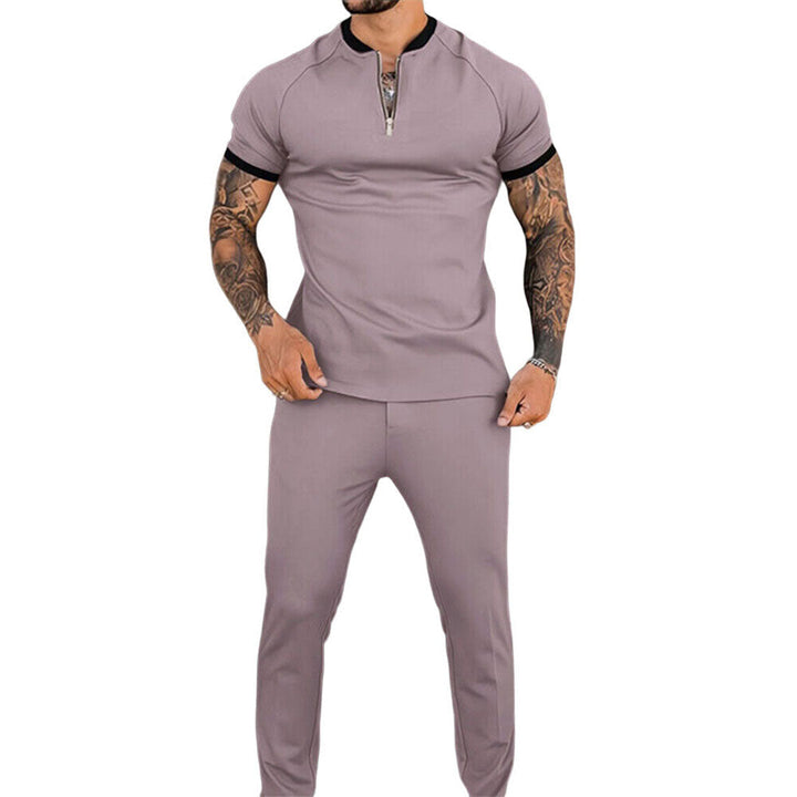 Lightweight &amp; Versatile men’s casual set – slim-fit design, polyester, for summer