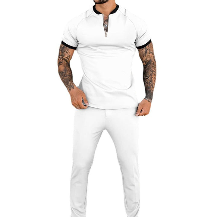 Lightweight &amp; Versatile men’s casual set – slim-fit design, polyester, for summer