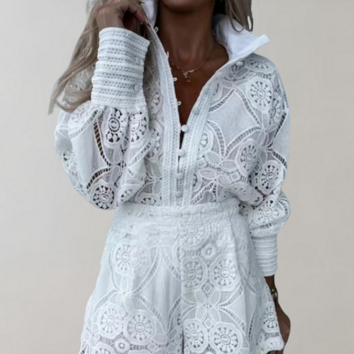 Lightweight &amp; flattering women’s two-piece set – casual design, polyester, for spring and summer
