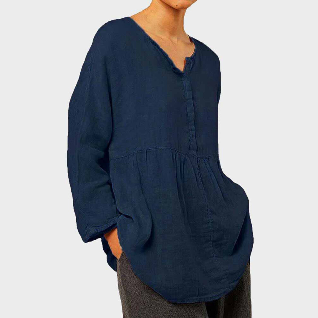 Lightweight &amp; flattering women’s blouse – oversized casual fit, polyester, for summer outings