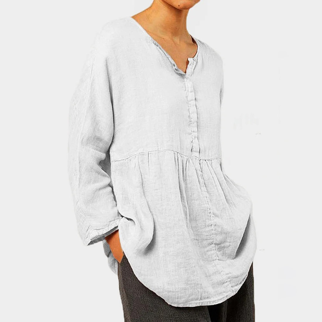 Lightweight &amp; flattering women’s blouse – oversized casual fit, polyester, for summer outings
