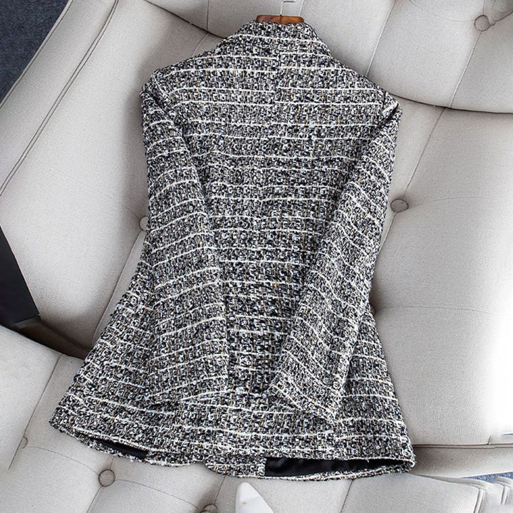 Lightweight &amp; flattering women’s tailored blazer – fitted check pattern, breathable fabric, for spring and summer