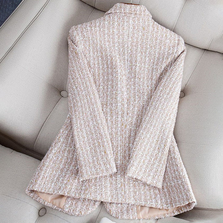 Lightweight &amp; flattering women’s tailored blazer – fitted check pattern, breathable fabric, for spring and summer