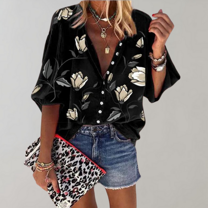 Lightweight women’s blouse – floral print, breathable fabric, for summer outings