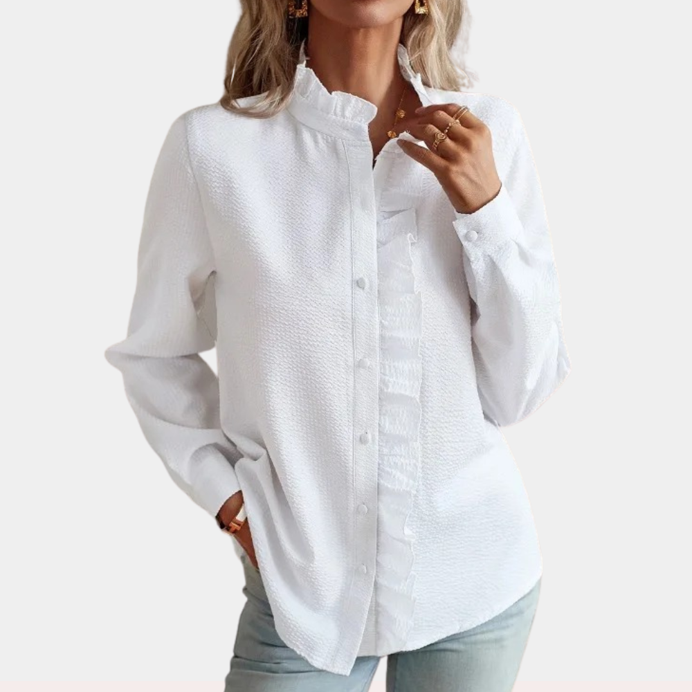 Lightweight women’s striped summer blouse – casual fit, polyester, for warm weather