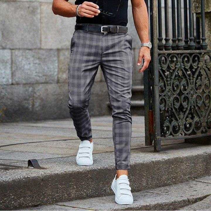 Stylish Checkered Mens Chino Pants, Lightweight Cotton, Comfortable Fit for Casual and Semi-Formal Wear