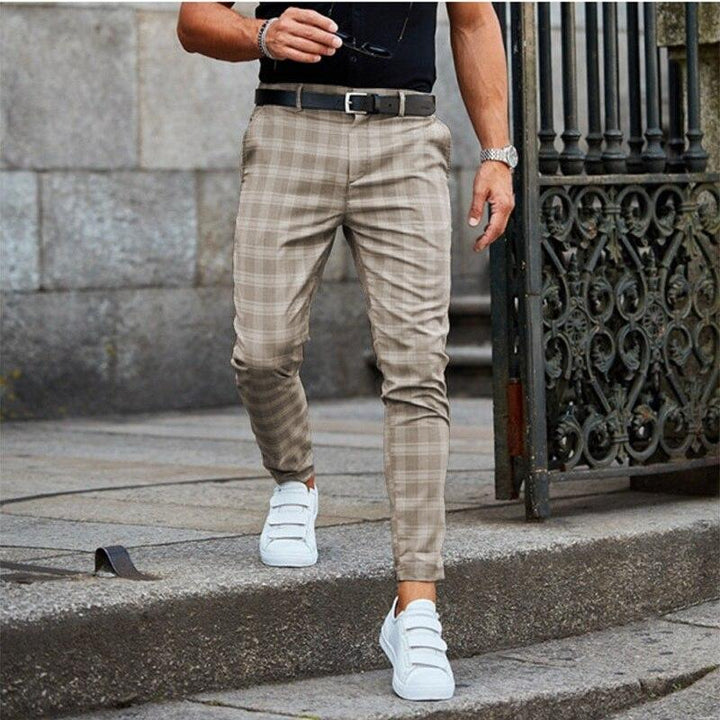 Stylish Checkered Mens Chino Pants, Lightweight Cotton, Comfortable Fit for Casual and Semi-Formal Wear