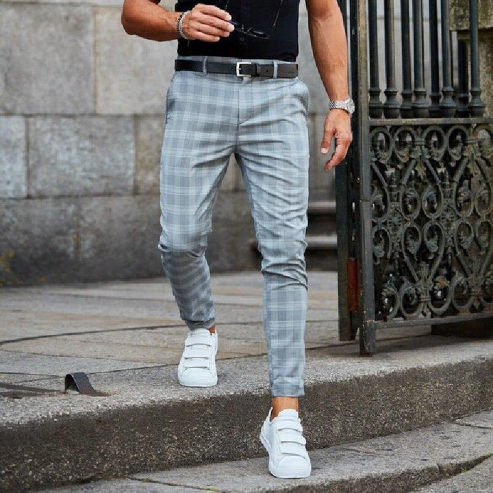 Stylish Checkered Mens Chino Pants, Lightweight Cotton, Comfortable Fit for Casual and Semi-Formal Wear