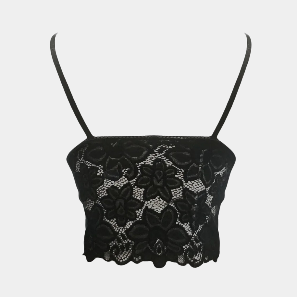 Breathable women’s lace crop top – floral design, lightweight, for summer