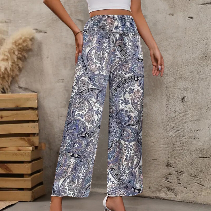 Breathable women’s boho pants – wide-leg design, cotton, for summer vacation