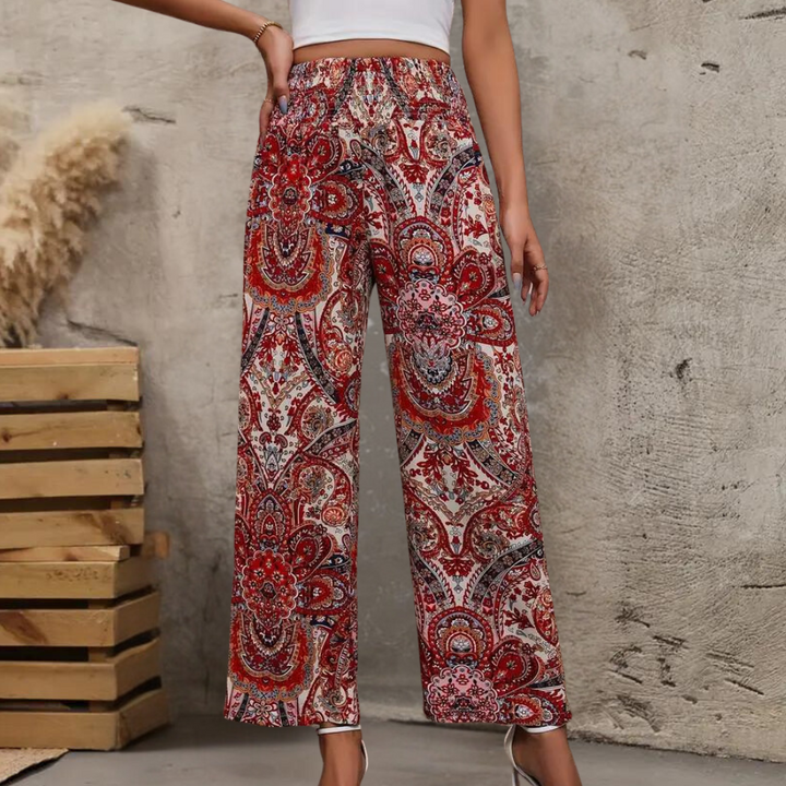 Breathable women’s boho pants – wide-leg design, cotton, for summer vacation