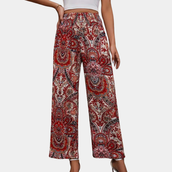 Breathable women’s boho pants – wide-leg design, cotton, for summer vacation