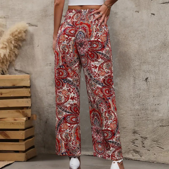 Breathable women’s boho pants – wide-leg design, cotton, for summer vacation