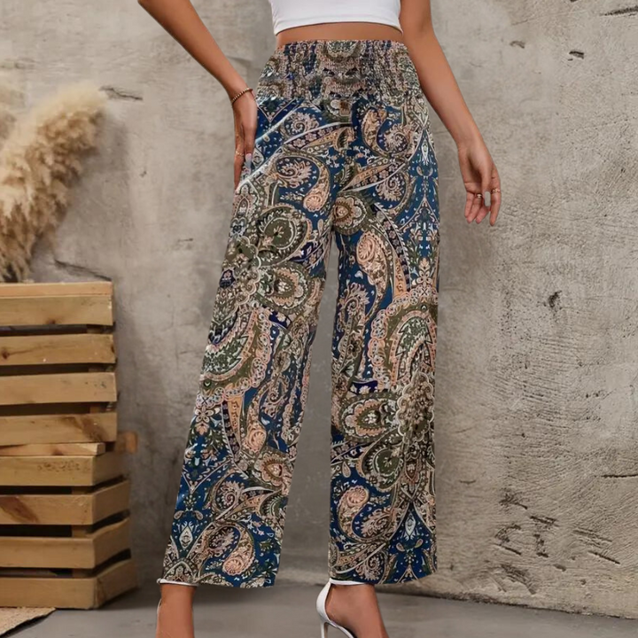 Breathable women’s boho pants – wide-leg design, cotton, for summer vacation