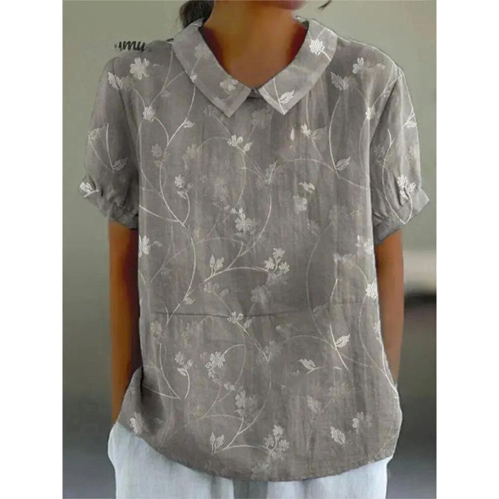 Lightweight women’s blouse – floral design, cotton-linen blend, for casual occasions
