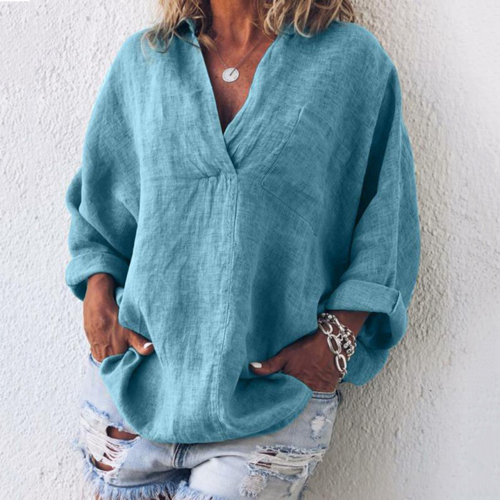 Luxurious women’s oversized blouse – breathable polyester, perfect for summer