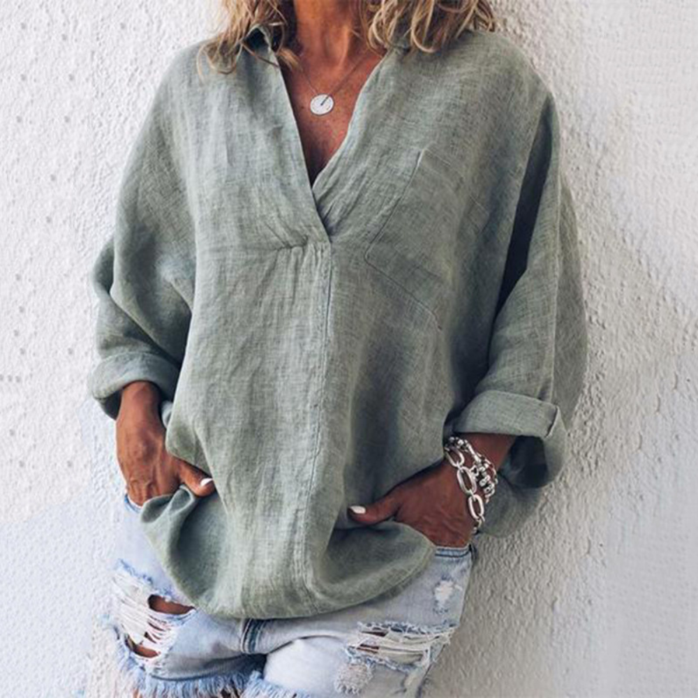 Luxurious women’s oversized blouse – breathable polyester, perfect for summer