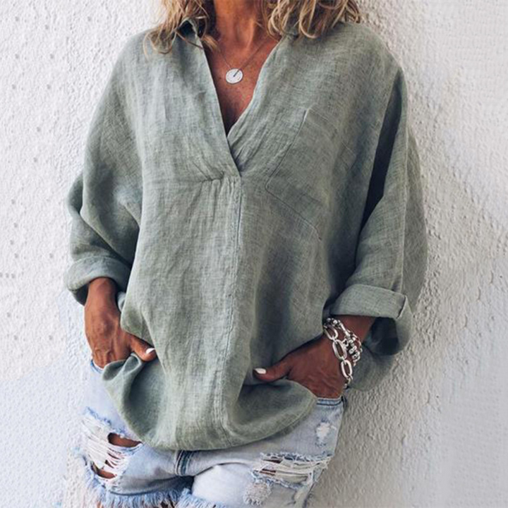 Luxurious women’s oversized blouse – breathable polyester, perfect for summer