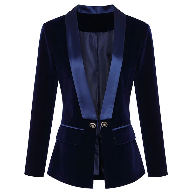 Luxurious women’s velvet blazer – satin lapel, tailored fit, for versatile occasions