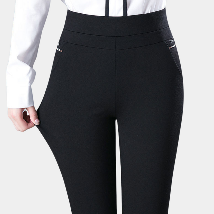 High Waist Black Stretch Pants for Women, Comfortable Versatile Office and Casual Wear, M-4XL