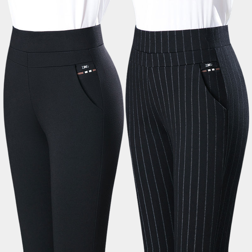 High Waist Black Stretch Pants for Women, Comfortable Versatile Office and Casual Wear, M-4XL