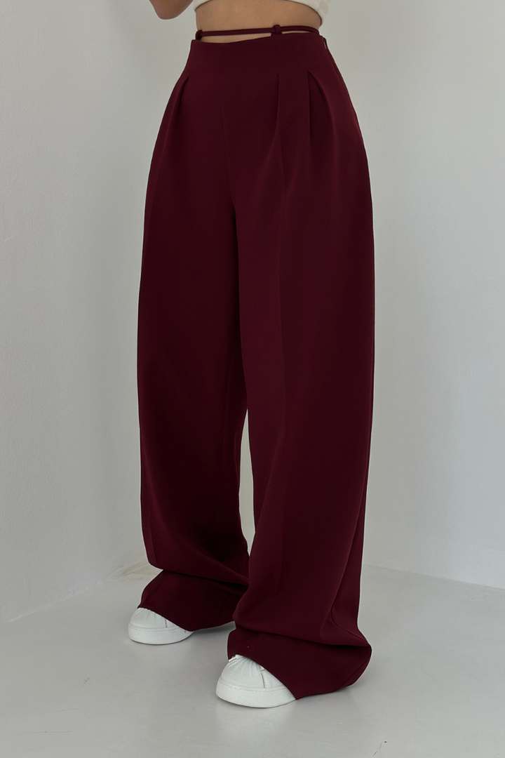 High-Waisted Wide-Leg Trousers in Dark Blue, Soft and Comfortable Palazzo Pants for Effortless Style