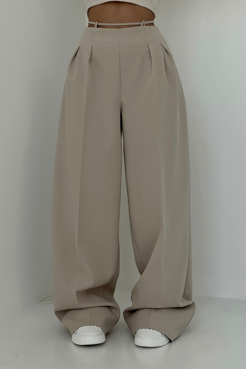 High-Waisted Wide-Leg Trousers in Dark Blue, Soft and Comfortable Palazzo Pants for Effortless Style