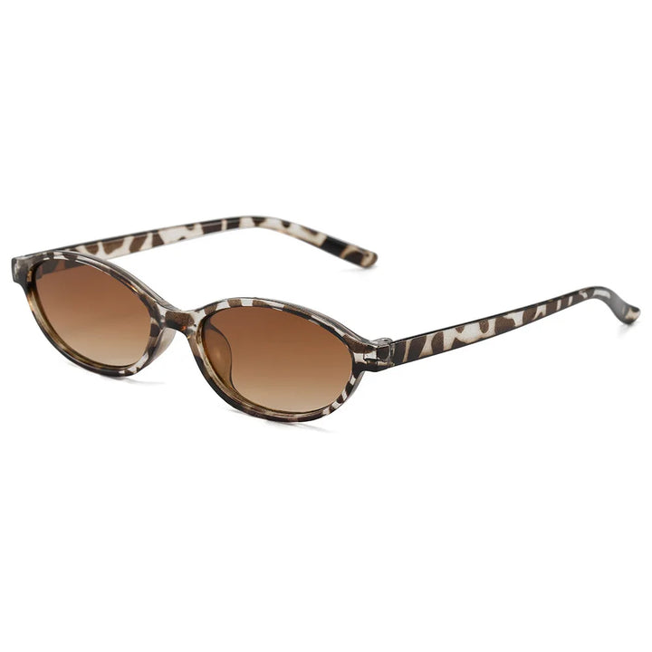 Lightweight women’s sunglasses – retro oval design, leopard print, for everyday wear