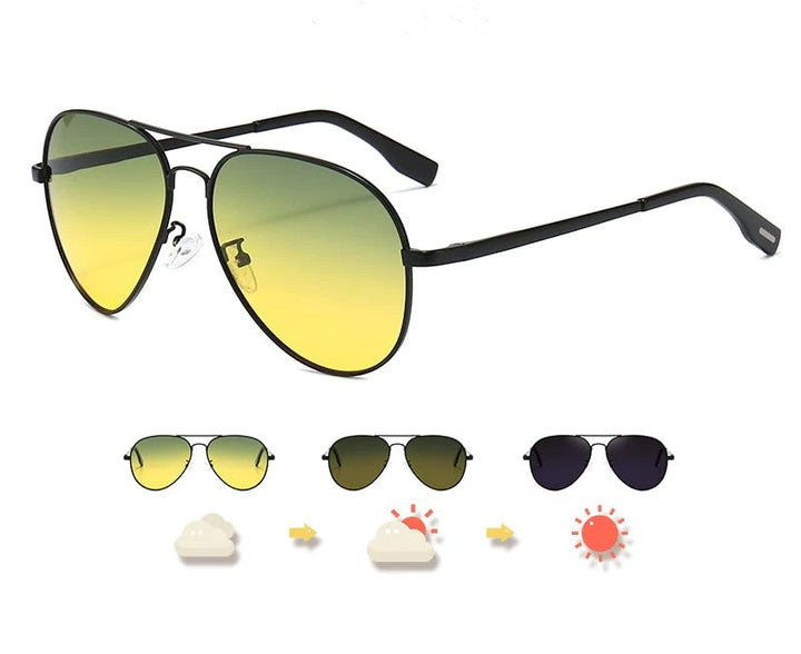 Multifunctional unisex pilot sunglasses – photochromatic polarized lenses, for day and night driving