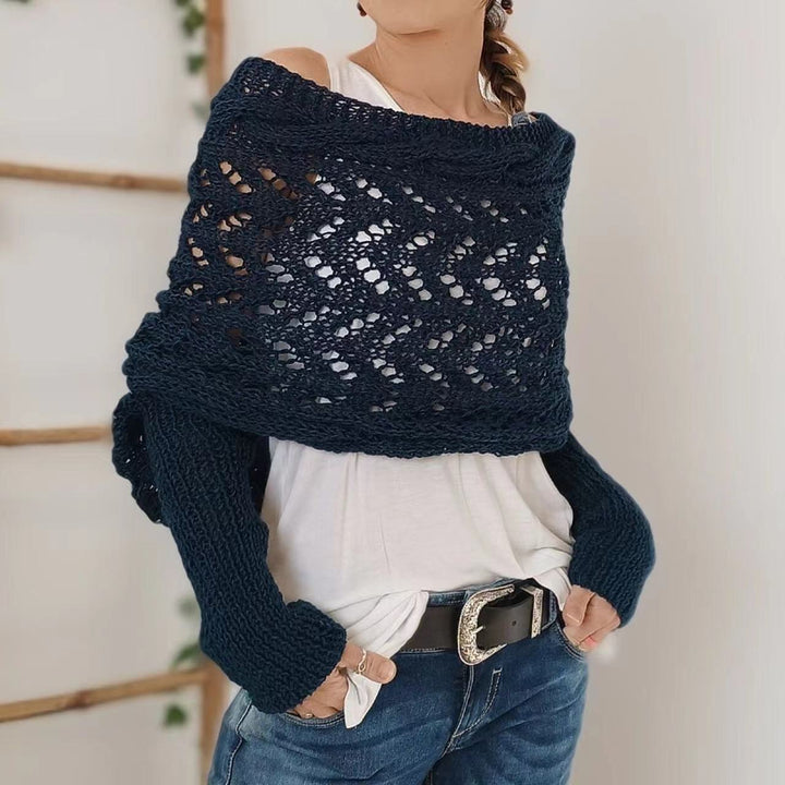 Soft Women’s Scarf - Openwork Rectangular, Knit, For Winter