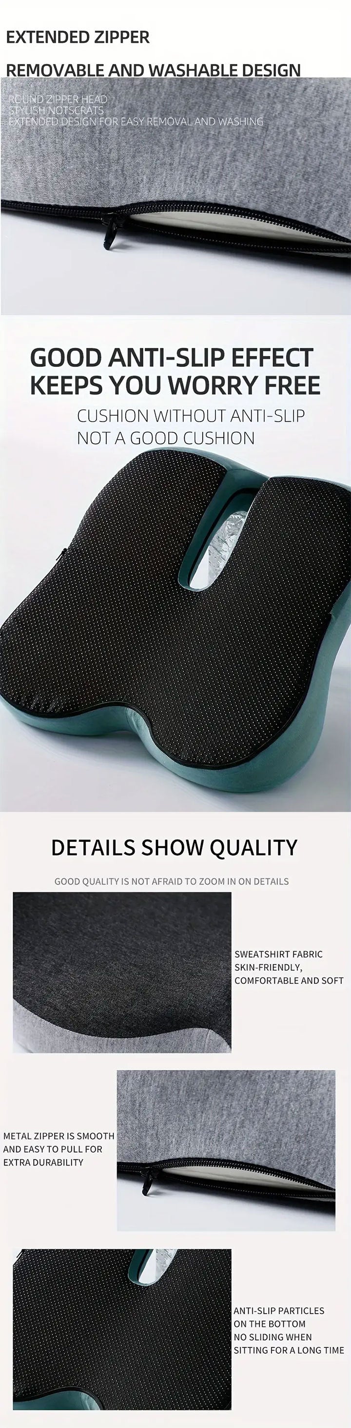 Ergonomic Memory Foam Seat Cushion with Back Support – Lumbar Relief for Office Chair Car Wheelchair 2026