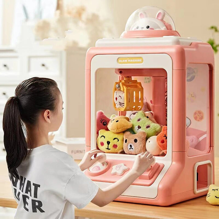 Mini Claw Crane Toy Machine for Kids - Coin Operated Plush Grabber Game with Lights &amp; Music