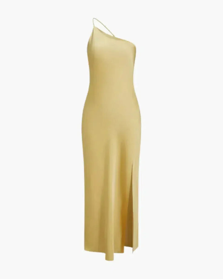 Layered Maxi Dress for Women with Crisscross Straps and Flowing Skirt in Vibrant Yellow for Summer Events