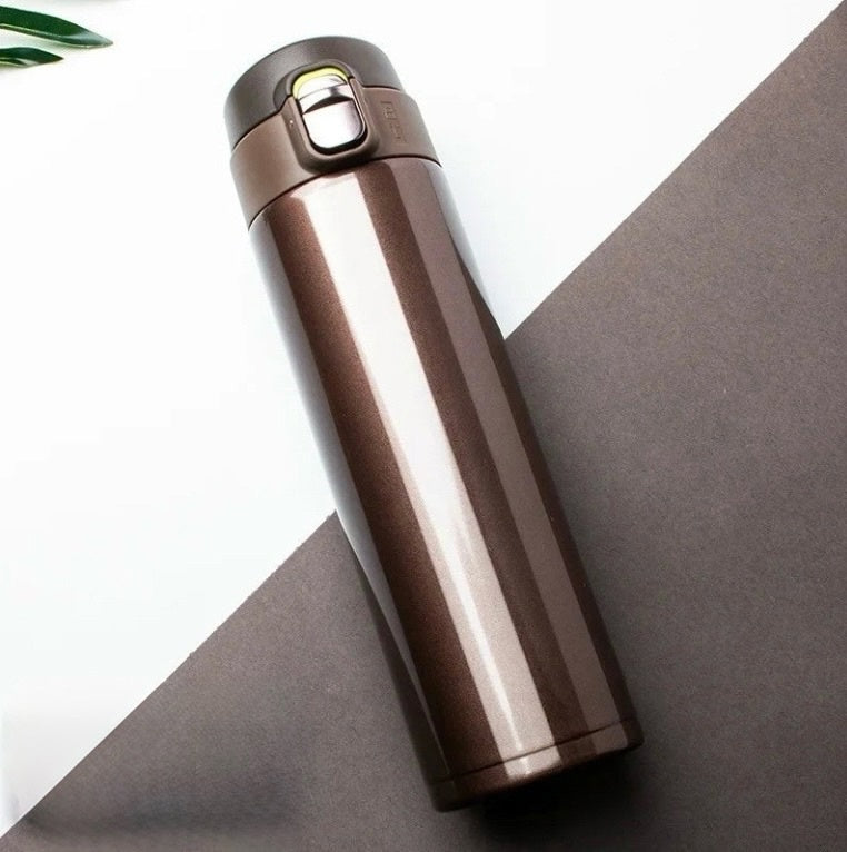 500ml Stainless Steel Vacuum Flask - Bouncing Cover Thermo Mug for Coffee, Tea, Milk, Travel Use