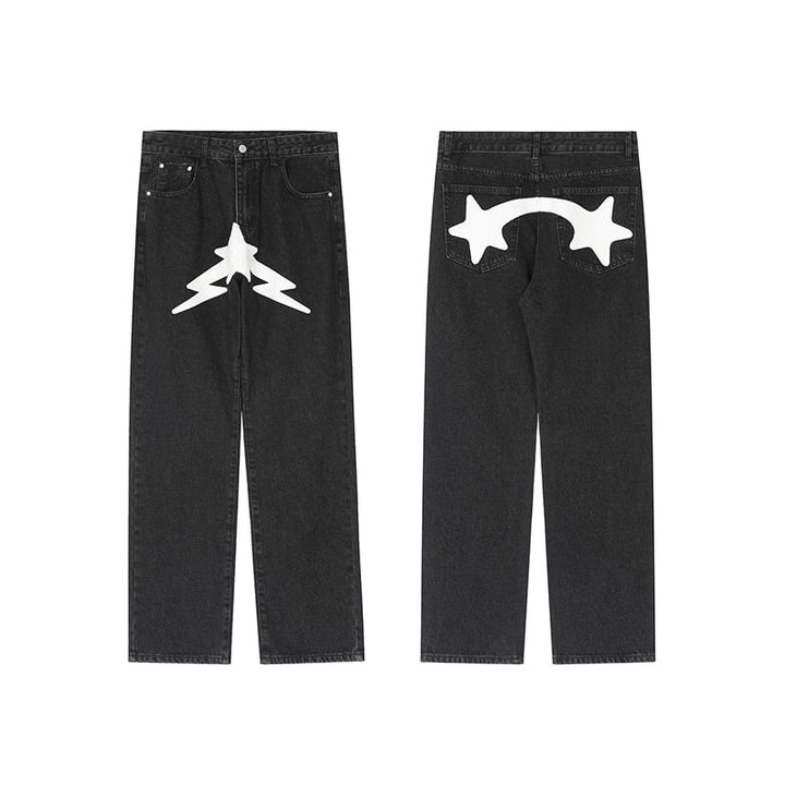 Y2K Print Jeans with Vibrant Designs, Relaxed Fit, Comfortable Denim for Trendy Style