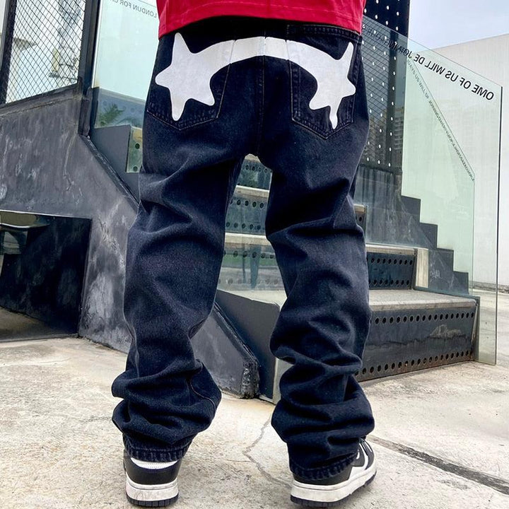 Y2K Print Jeans with Vibrant Designs, Relaxed Fit, Comfortable Denim for Trendy Style
