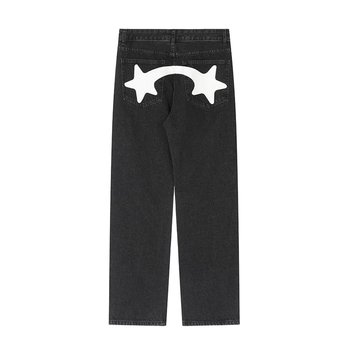 Y2K Print Jeans with Vibrant Designs, Relaxed Fit, Comfortable Denim for Trendy Style