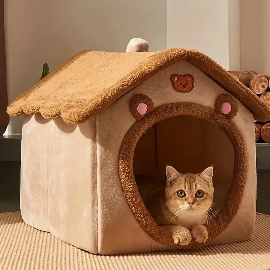 Foldable Pet House Removable Washable Cat House for Small Pets
